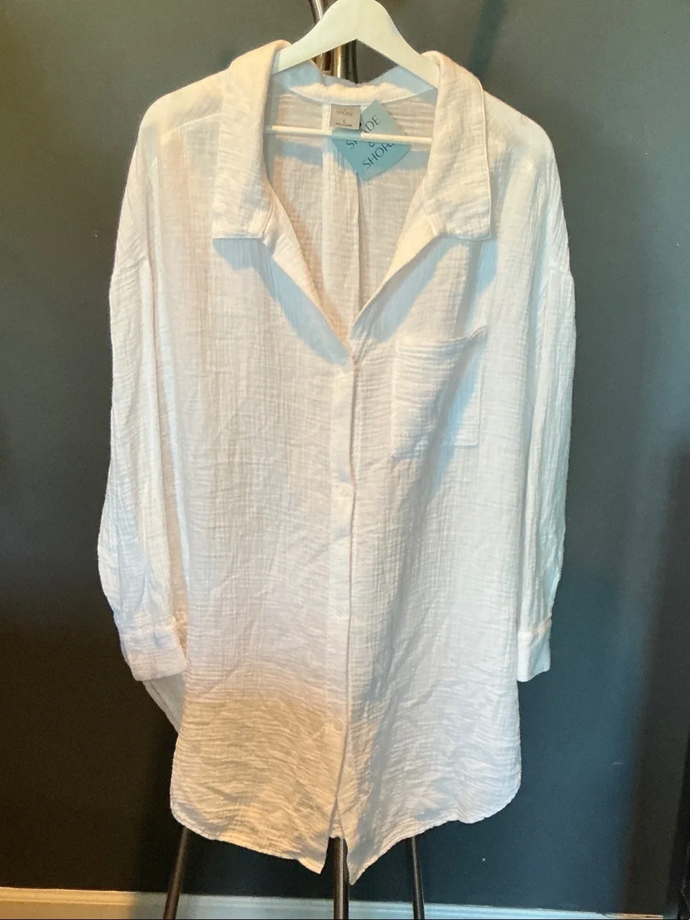 Shade & Shore White Lightweight Button-Front Swim Coverup